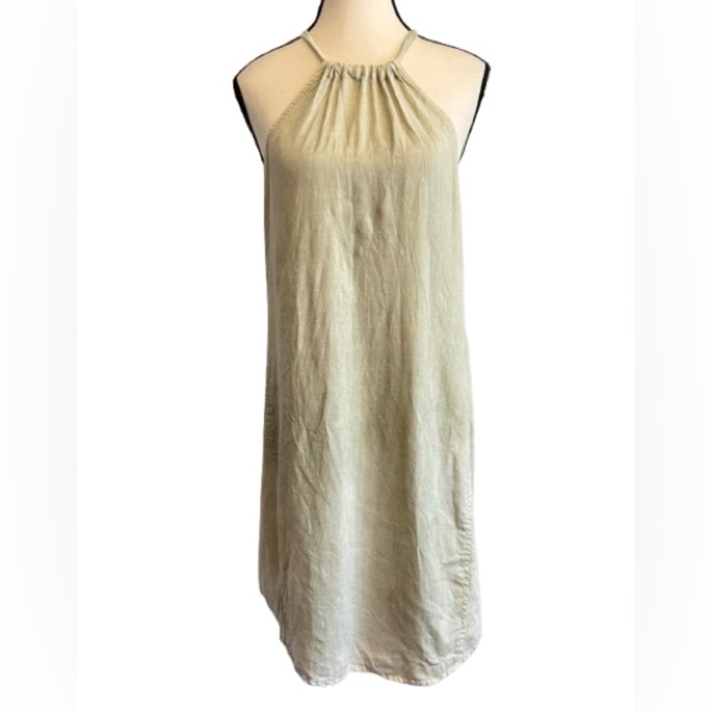 Cloth & Stone Womens Lyocell Halter Neck Dress XS Sage Green Sleeveless Boho - Picture 2 of 5